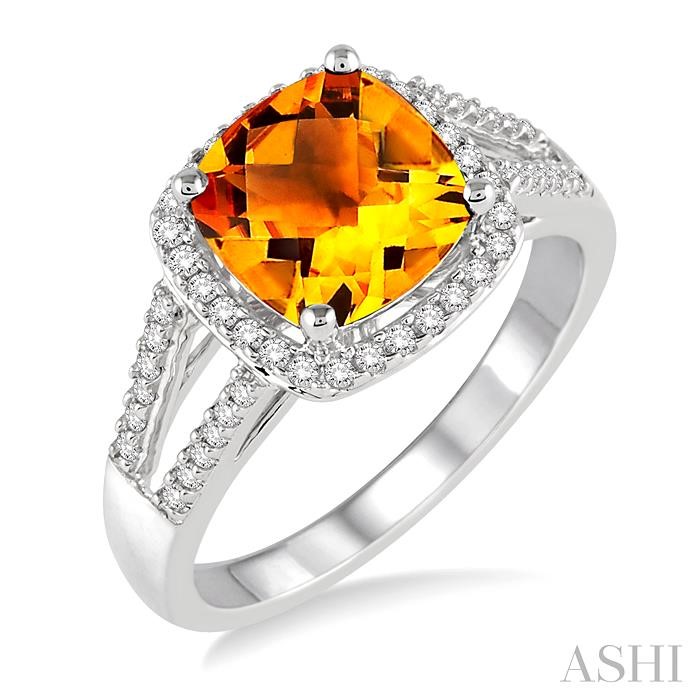 Cushion Shape Gemstone & Halo Diamond Ring