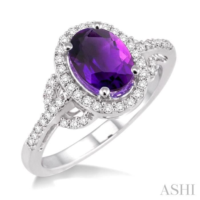 OVAL SHAPE GEMSTONE & HALO DIAMOND RING