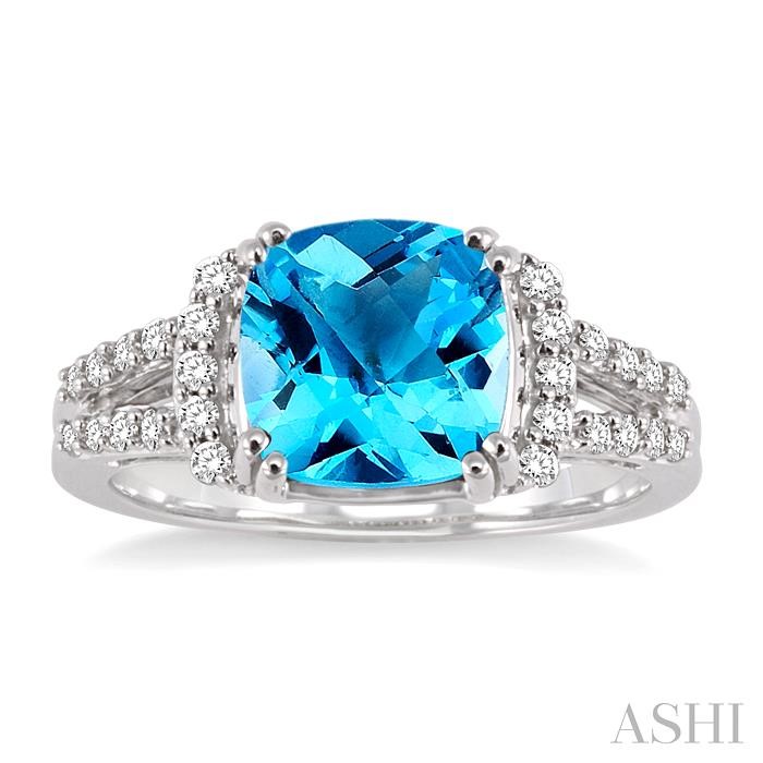 Cushion Shape Gemstone & Diamond Ring-2