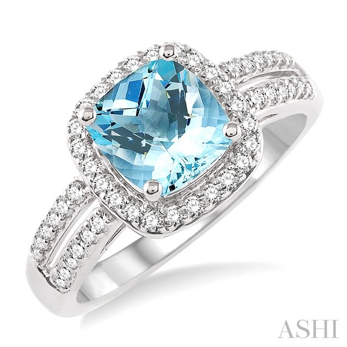 GEMSTONE & HALO DIAMOND RING