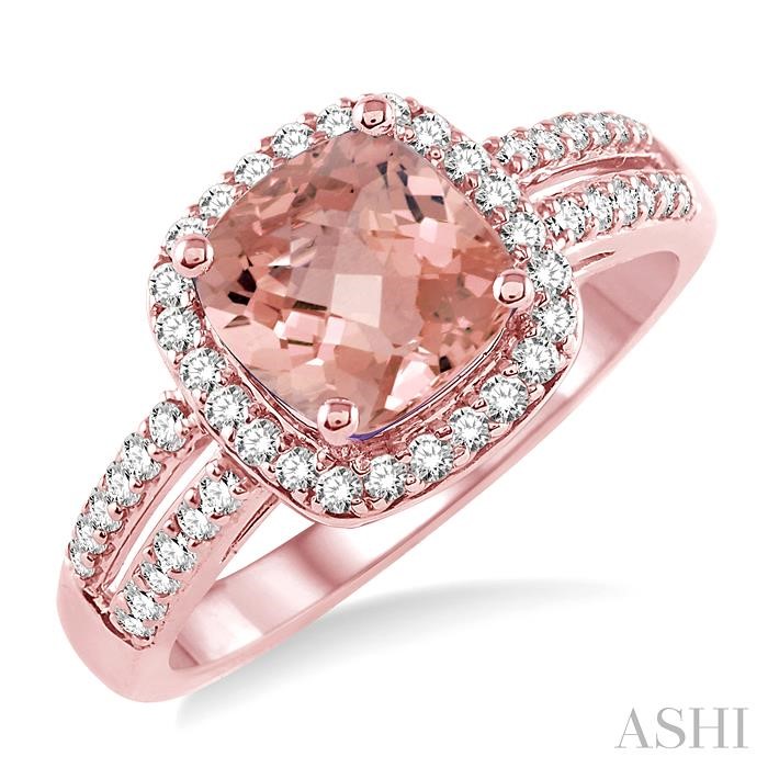 GEMSTONE & HALO DIAMOND RING