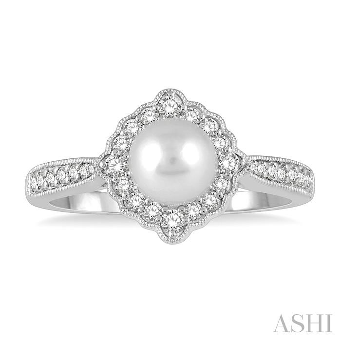 Pearl & Halo Diamond Ring-2