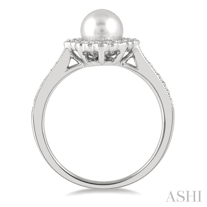 Pearl & Halo Diamond Ring-3