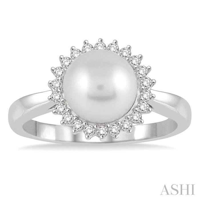 Pearl & Halo Diamond Ring-2