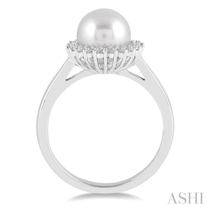 Pearl & Halo Diamond Ring-3