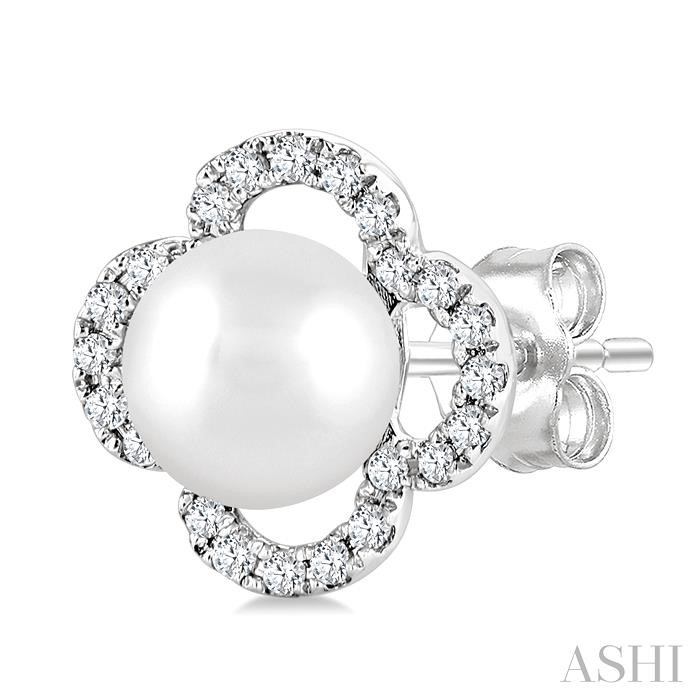 Clover Pearl & Petite Diamond Earrings-3