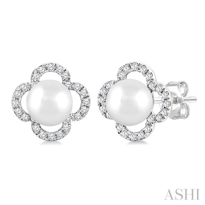 Clover Pearl & Petite Diamond Earrings
