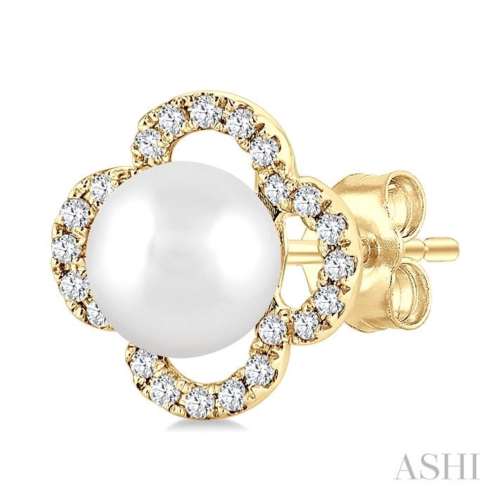 Clover Pearl & Petite Diamond Earrings-3