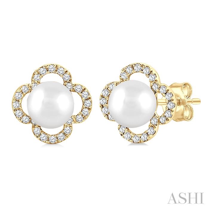 Clover Pearl & Petite Diamond Earrings