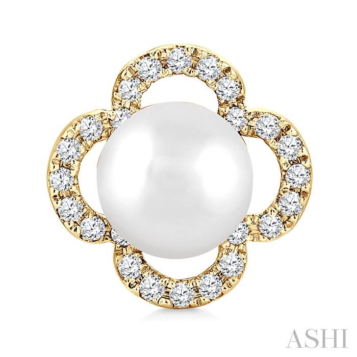 Clover Pearl & Petite Diamond Earrings-2