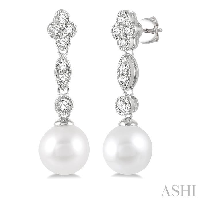 PEARL & DIAMOND FASHION EARRINGS