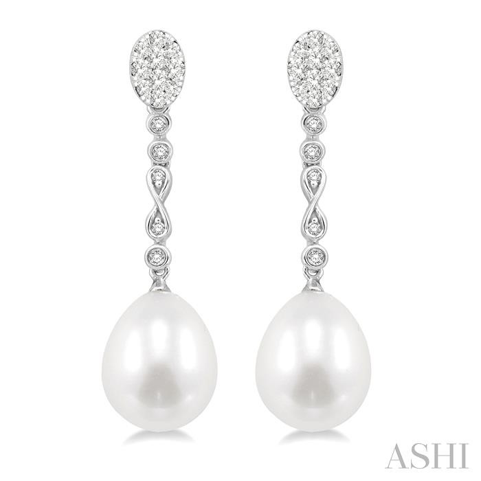 PEARL & LOVEBRIGHT DIAMOND FASHION LONG EARRINGS