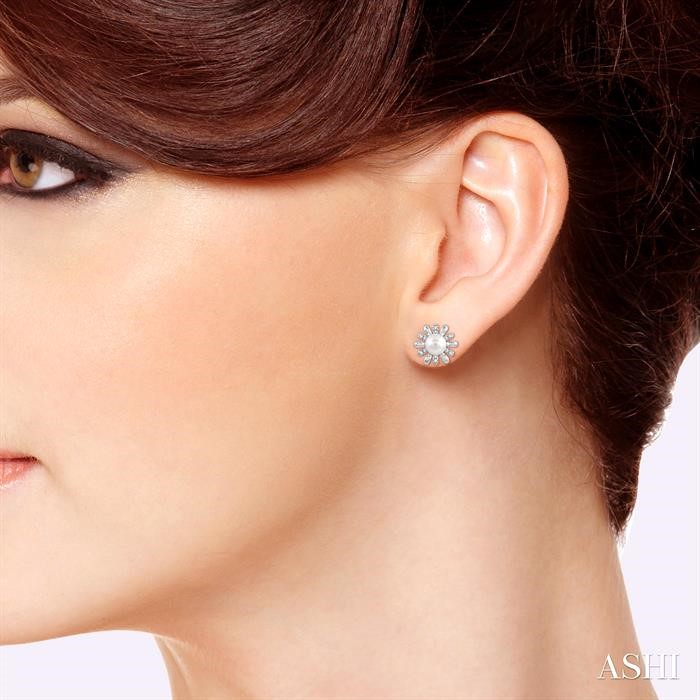 Floral Pearl & Diamond Fashion Earrings-4