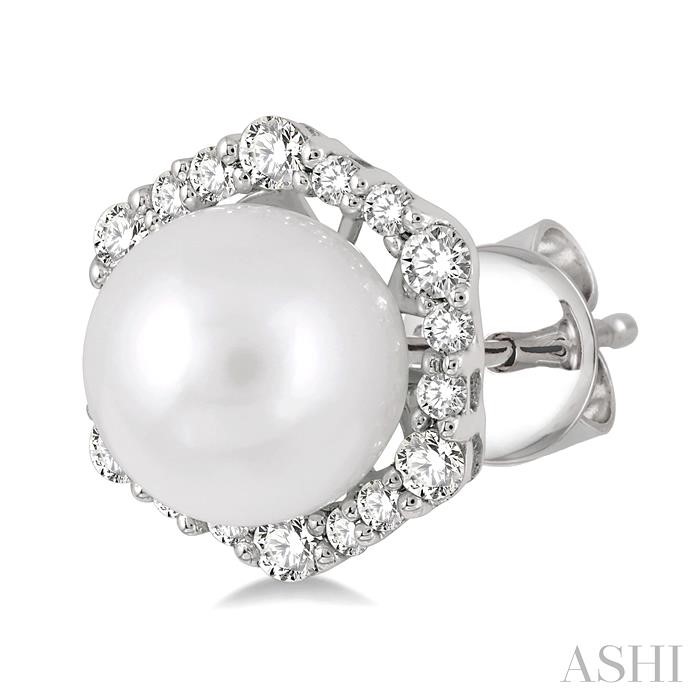 Pearl & Halo Diamond Fashion Earrings-3