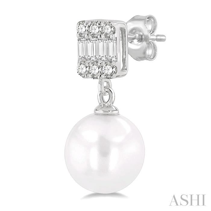 Pearl Drop Diamond Earrings-3