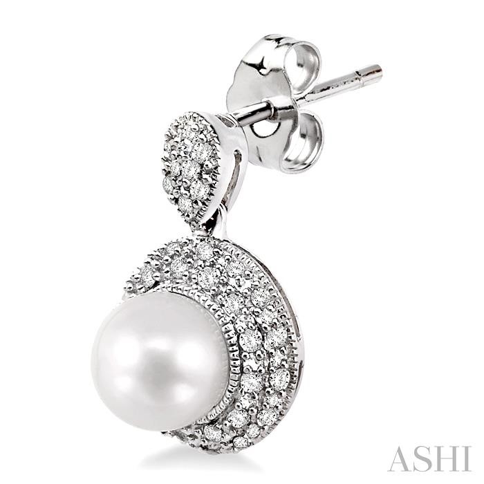 Pearl & Halo Diamond Earrings-3