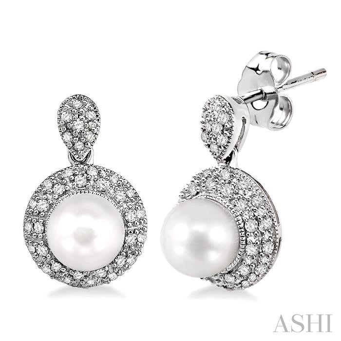 Pearl & Halo Diamond Earrings