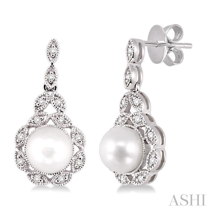 PEARL & HALO DIAMOND FASHION EARRINGS