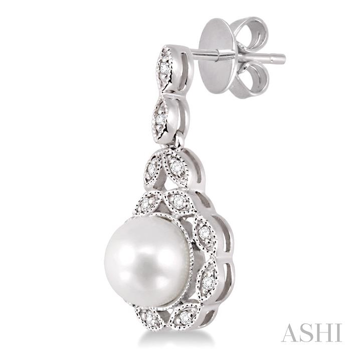 Pearl & Halo Diamond Fashion Earrings-3