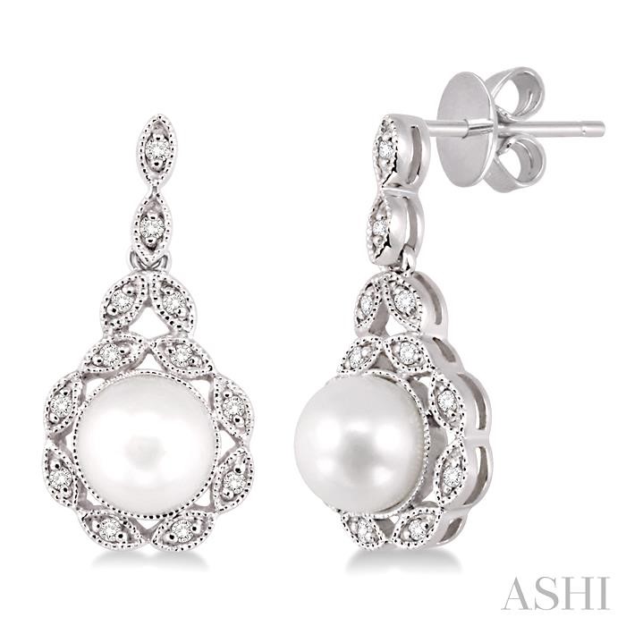 Pearl & Halo Diamond Fashion Earrings