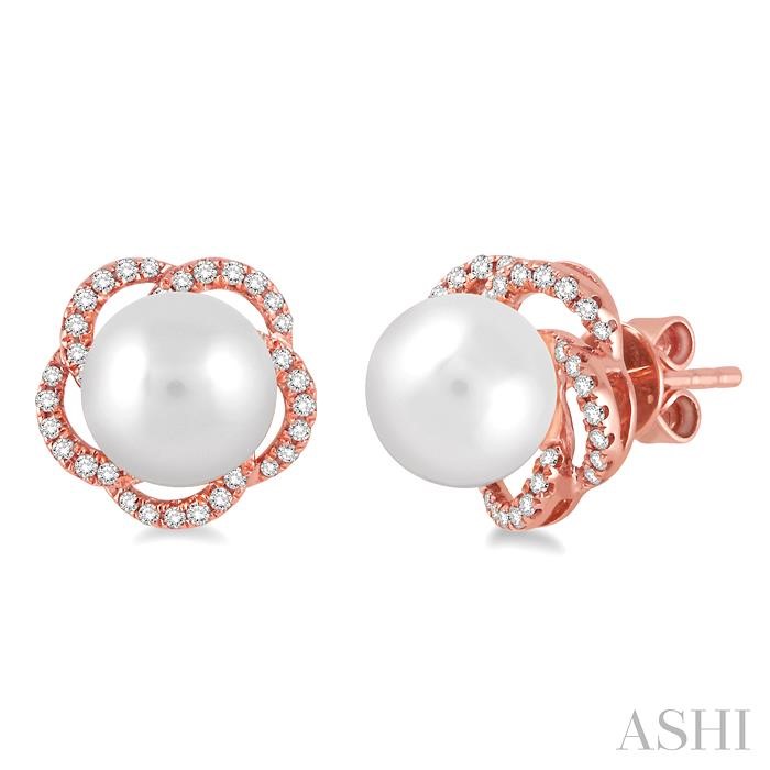 FLOWER PEARL & DIAMOND EARRINGS