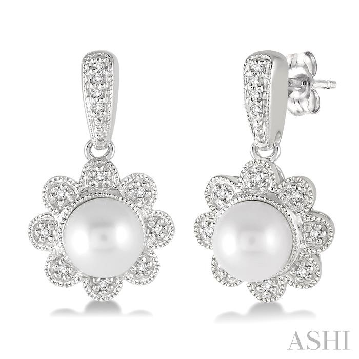 FLOWER PEARL & DIAMOND EARRINGS