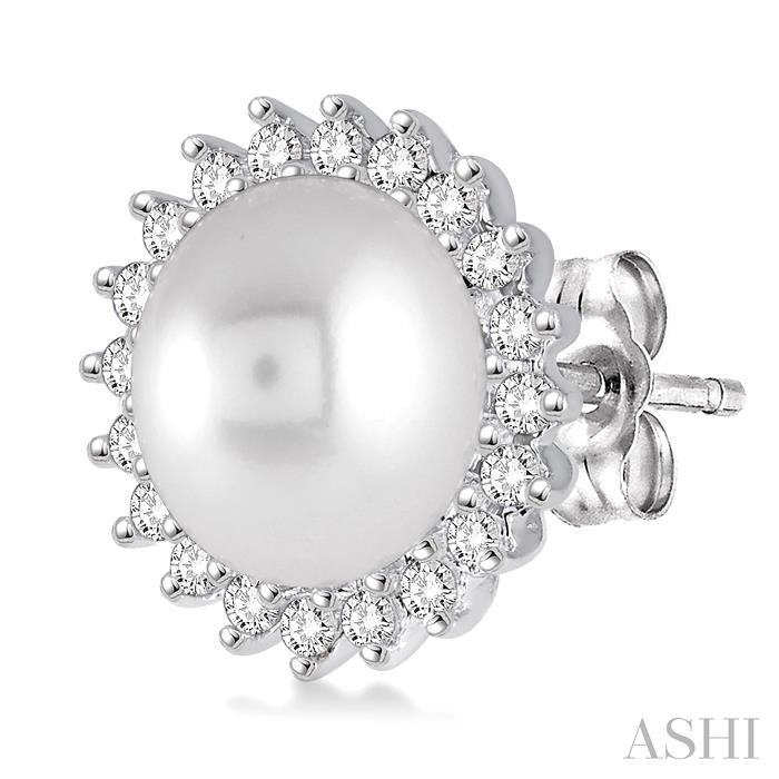 Pearl & Halo Diamond Earrings-3