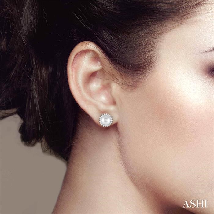 Pearl & Halo Diamond Earrings-4