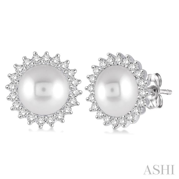 Pearl & Halo Diamond Earrings