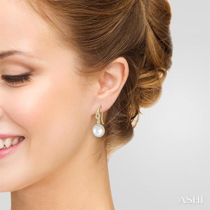 Pearl & Halo Diamond Earrings-4