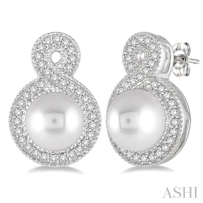 PEARL & HALO DIAMOND FASHION EARRINGS