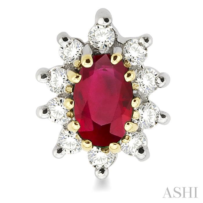Oval Shape Gemstone & Halo Diamond Earrings-2