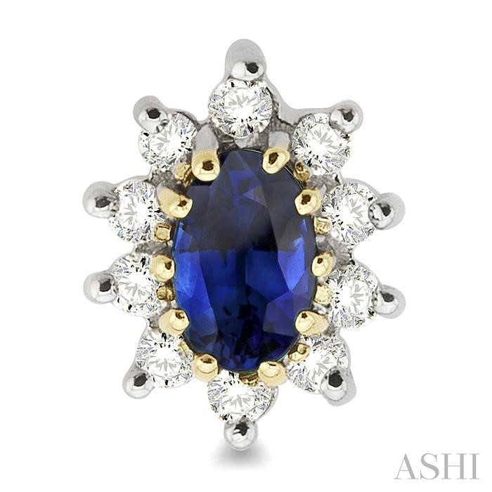 Oval Shape Gemstone & Halo Diamond Earrings-2