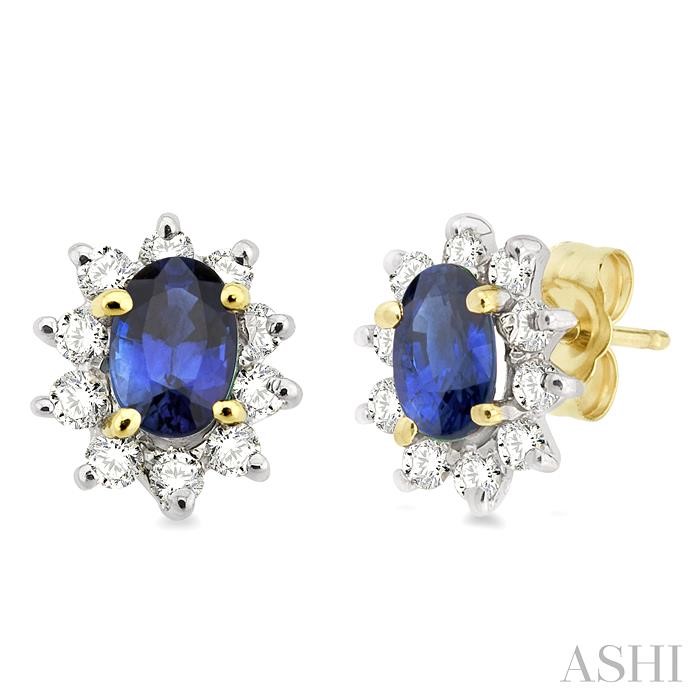 OVAL SHAPE GEMSTONE & DIAMOND EARRINGS
