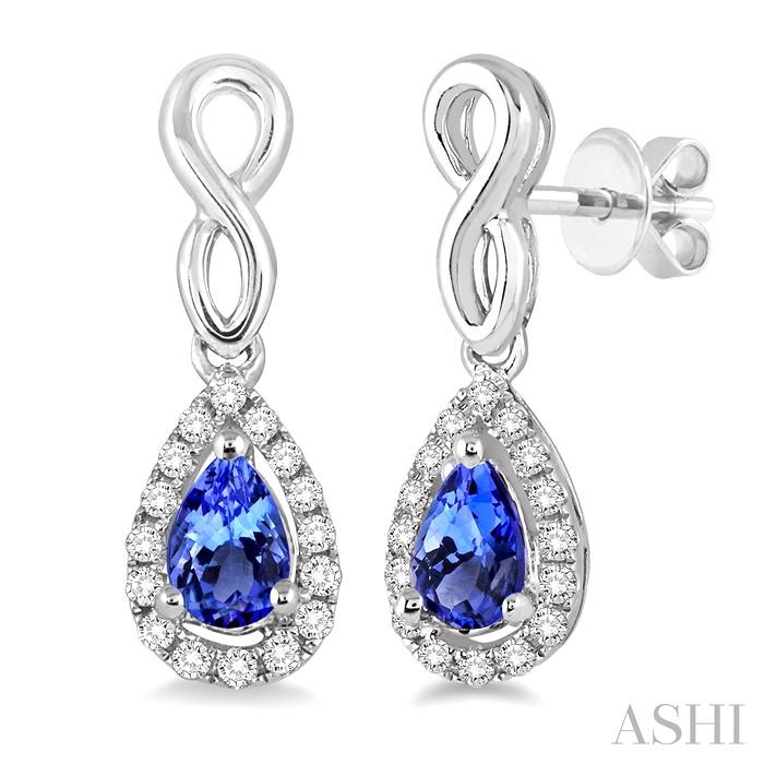 PEAR SHAPE GEMSTONE & HALO DIAMOND EARRINGS