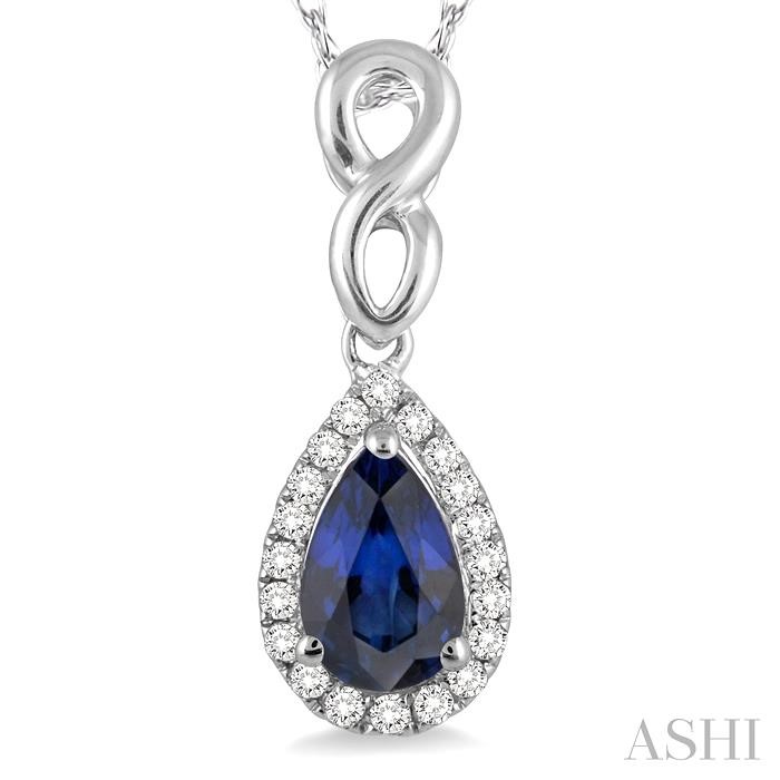 Pear Shape Gemstone & Halo Diamond Pendant-3