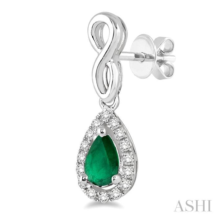 Pear Shape Gemstone & Halo Diamond Earrings-3