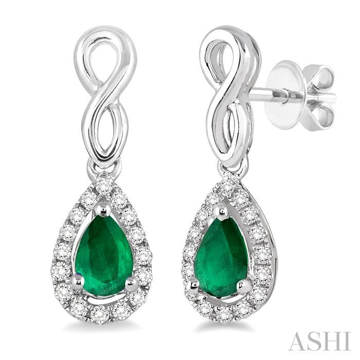 Pear Shape Gemstone & Halo Diamond Earrings