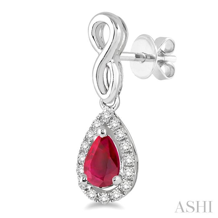Pear Shape Gemstone & Halo Diamond Earrings-3