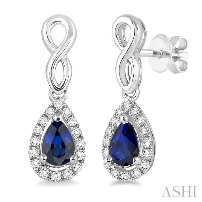 Pear Shape Gemstone & Halo Diamond Earrings