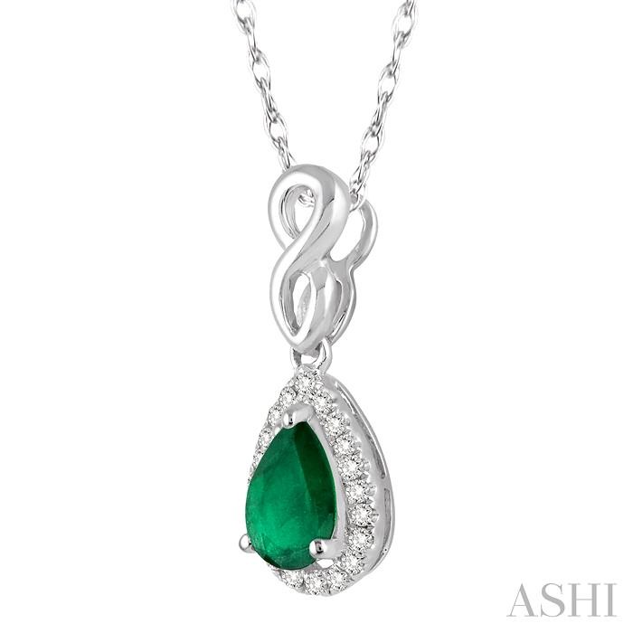 Pear Shape Gemstone & Halo Diamond Pendant-2