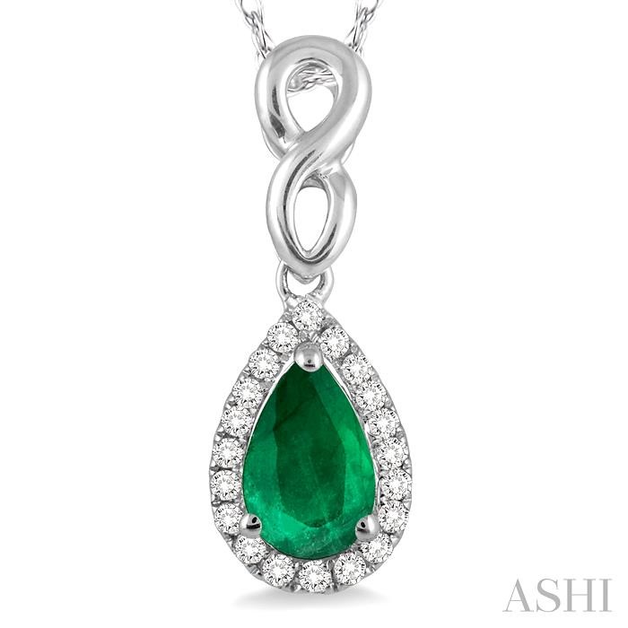 Pear Shape Gemstone & Halo Diamond Pendant-3