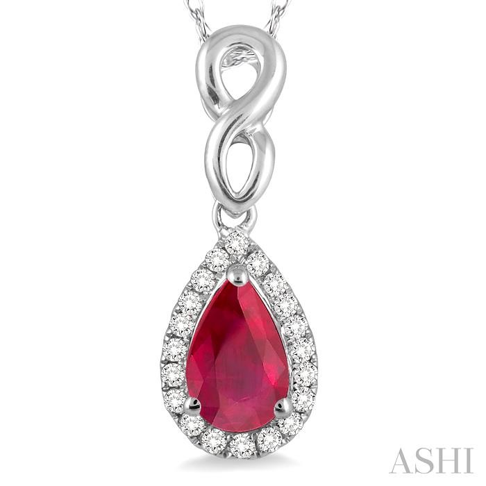 Pear Shape Gemstone & Halo Diamond Pendant-3