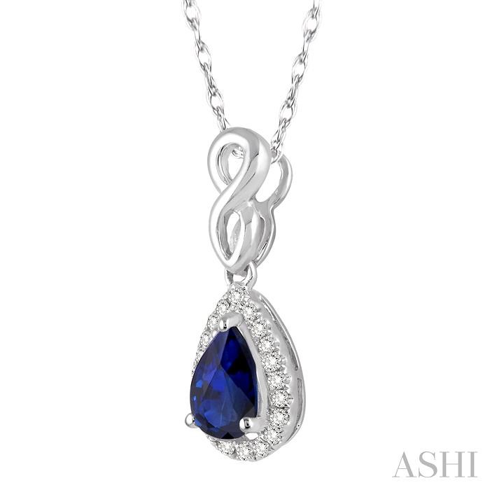 Pear Shape Gemstone & Halo Diamond Pendant-2