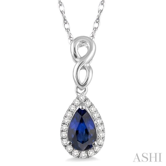 PEAR SHAPE GEMSTONE & HALO DIAMOND PENDANT