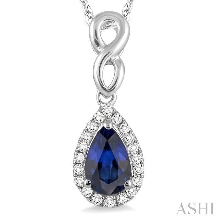 Pear Shape Gemstone & Halo Diamond Pendant-3