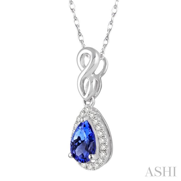 Pear Shape Gemstone & Halo Diamond Pendant-2