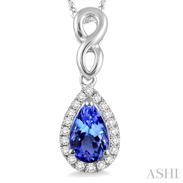 Pear Shape Gemstone & Halo Diamond Pendant-3