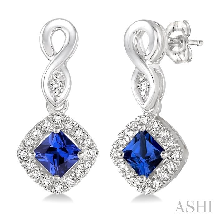 CUSHION SHAPE GEMSTONE & HALO DIAMOND EARRINGS