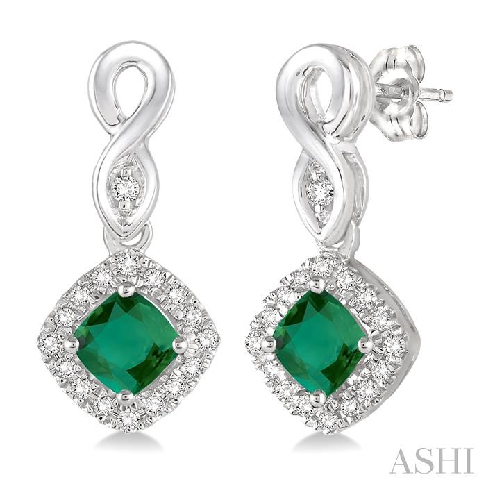 GEMSTONE & HALO DIAMOND EARRINGS